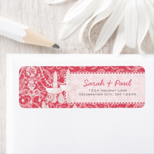 Yarrow Pink Chandeliers Return Address Label (Insitu)