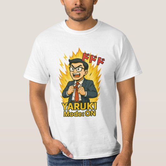 YARUKI Mode: ON - Funny Japanese Salaryman Anime S T-shirt (Voorkant)
