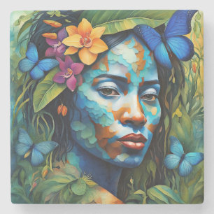 “Yarumi” Orchideeën Geest - Vrouwen In Amazonia Stenen Onderzetter