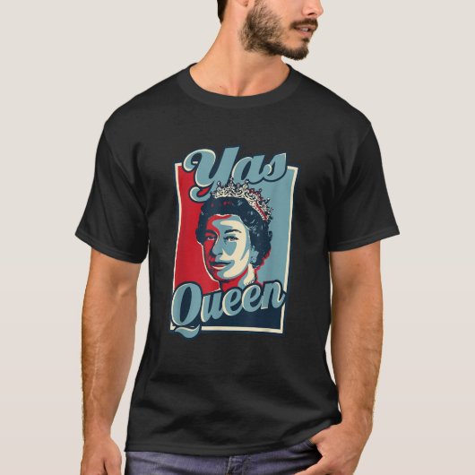 Yas Queen Crown Elizabeth II Meme T-shirt (Voorkant)