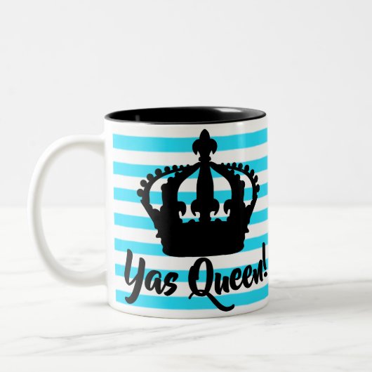 Yas Queen.  Crown Striped Cup Tweekleurige Koffiemok (Links)