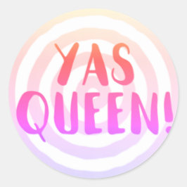 Yas Queen!  Roos Roze Cirkelstickers Ronde Sticker