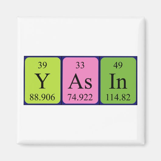 Yasin periodiek table name magnet (Voorkant)