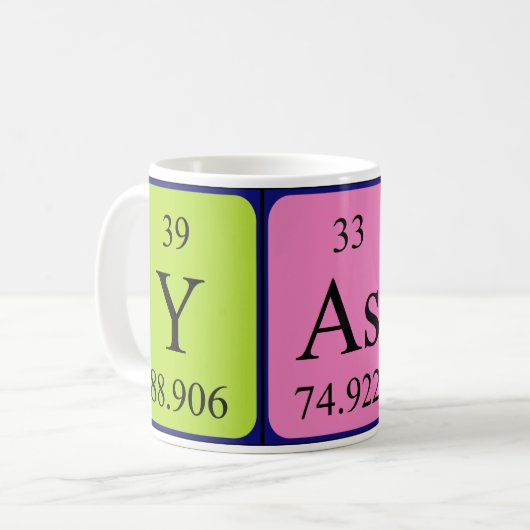 Yasin periodieke lijstnaam mok (Voorkant links)