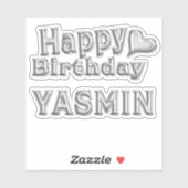 Yasmin Happy Birthday silver Aufkleber Sticker (Vel)