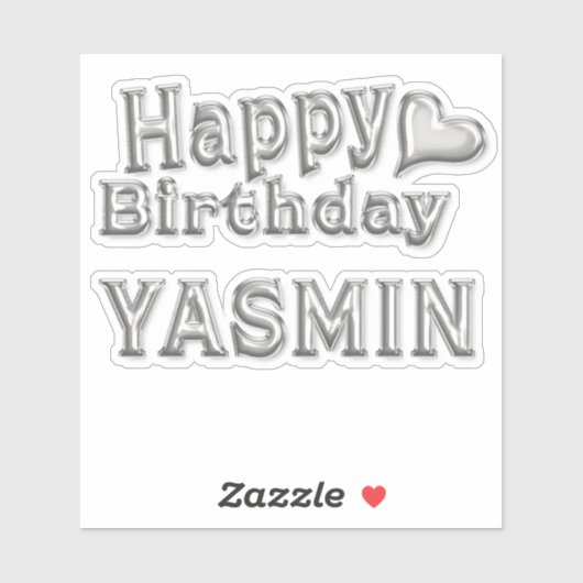 Yasmin Happy Birthday silver Aufkleber Sticker (Vel)