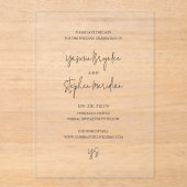 Yasmin Modern Elegant Wedding Save the Date Acryl Uitnodigingen (Voorkant)