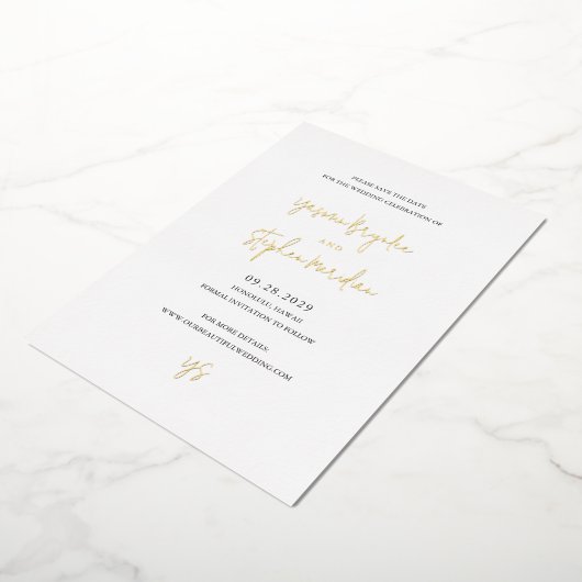 Yasmin Modern Elegant Wedding Save the Date Folie Uitnodiging (Gedraaid)