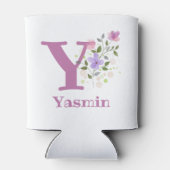 Yasmin Naam met een bloemontwerp Blikjeskoeler (Achterkant)