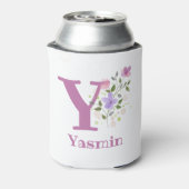 Yasmin Naam met een bloemontwerp Blikjeskoeler (Blikje Achterkant)
