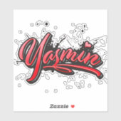 Yasmin red Heart Graffiti Aufkleber Sticker (Vel)
