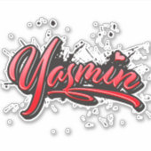 Yasmin red Heart Graffiti Aufkleber Sticker (Voorkant)