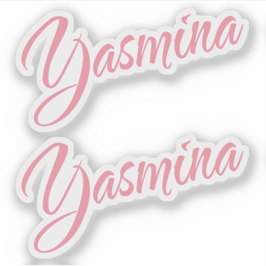 Yasmina noemt roze cursief x2 sticker (Voorkant)