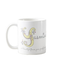 Yasmine-naam die decoratieve Y-monogram-mok beteke