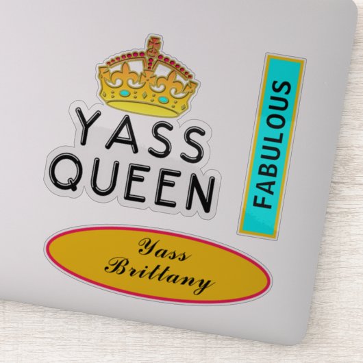 Yass Queen Yas Kween Boss Fabulous Naam toevoegen  Sticker (Detail)