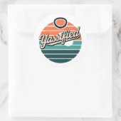 Yassified Retro Sunset Ronde Sticker (Tas)