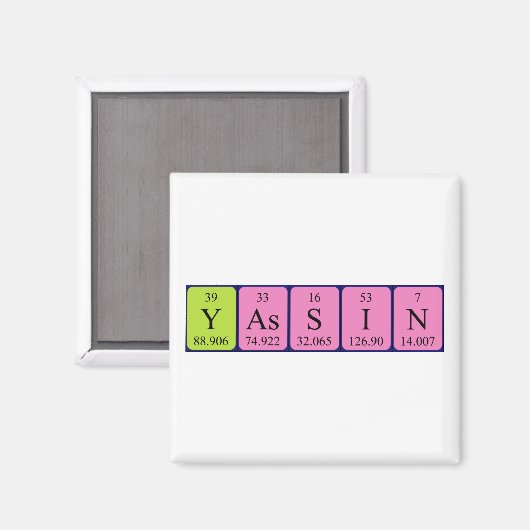 Yassin periodiek table name magnet (Voorkant / Achterkant)