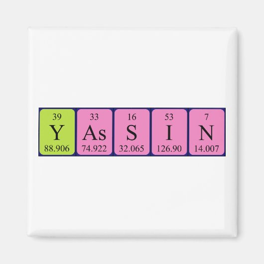 Yassin periodiek table name magnet (Voorkant)