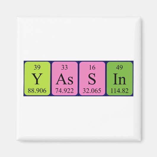 Yassin periodiek table name magnet (Voorkant)