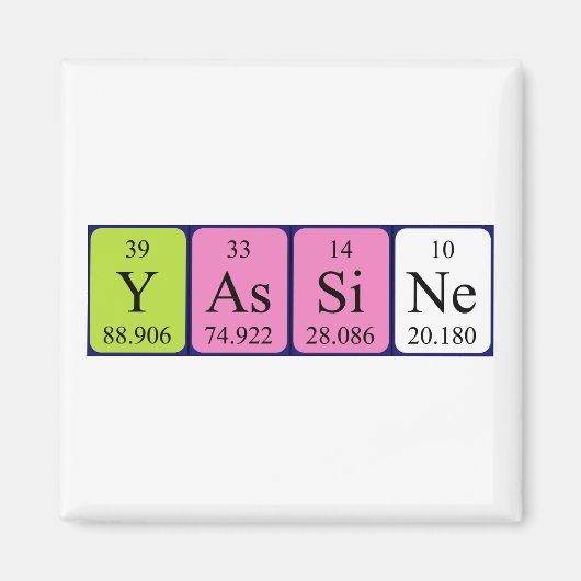 Yassine periodieke tabelnaam magneet (Voorkant)