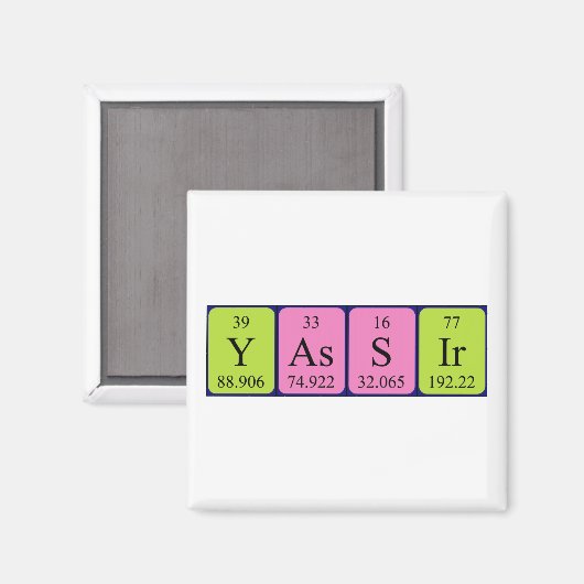 Yassir periodiek table name magnet (Voorkant / Achterkant)