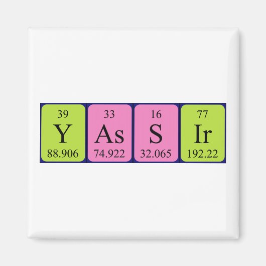 Yassir periodiek table name magnet (Voorkant)