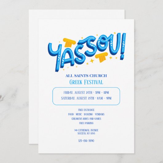 Yassou Grieks Kaart (Voorkant / Achterkant)