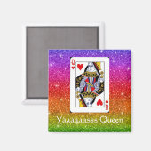 Yassss Queen Regenboog Glitter Magneet (Voorkant / Achterkant)