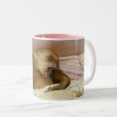 Yawning Baby Sloth Wake Up Tweekleurige Koffiemok (Voorkant rechts)