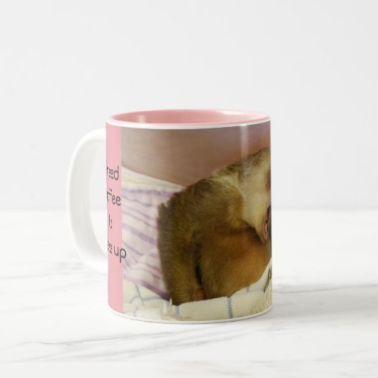 Yawning Baby Sloth Wake Up Tweekleurige Koffiemok (Voorkant links)