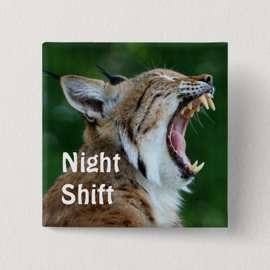 Yawning Bobcat Vierkante Button 5,1 Cm (Voorkant)