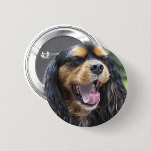 Yawning Cavalier King Charles Spaniel Ronde Button 5,7 Cm (Voorkant /achterkant)