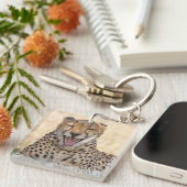 Yawning Cheetah Sleutelhanger (Voorkant Rechts)