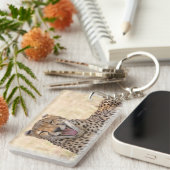 Yawning Cheetah Sleutelhanger (Voorkant Rechts)