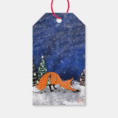 Yawning Fox Winter Gift Label Cadeaulabel (Voorkant)