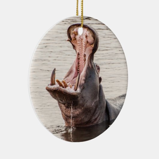 Yawning Hippo Keramisch Ornament (Rechts)
