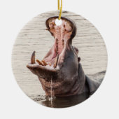 Yawning Hippo Keramisch Ornament (Voorkant)