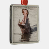 Yawning Hippo Metalen Ornament (Rechts)