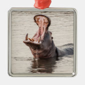 Yawning Hippo Metalen Ornament (Voorkant)
