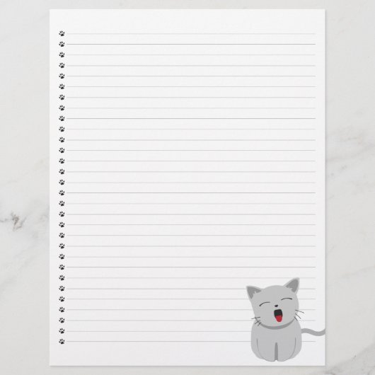 Yawning Kat Lined Letterhead (Voorkant)