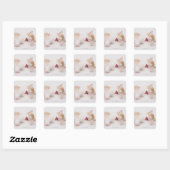 Yawning Kitten op de witte achtergrond. Vierkante Sticker (Vel)