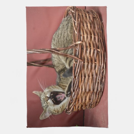 Yawning Kitty Cat Kitchen Towel Theedoek (Verticaal)