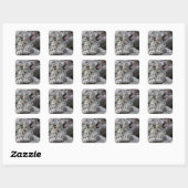 Yawning Snow Leopard Cub Vierkante Sticker (Vel)
