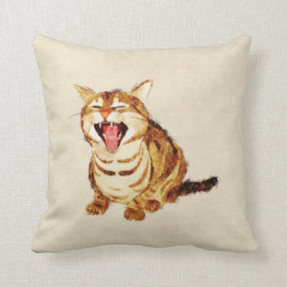 Yawning Tabby in Pastel Pencil Schets Kussen