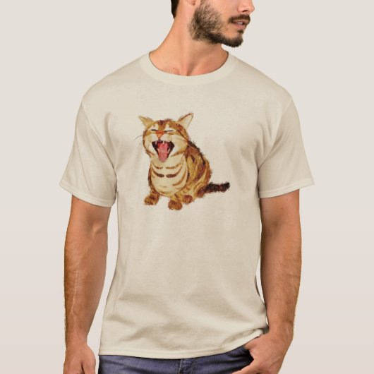 Yawning Tabby in Pastel Pencil Schets T-shirt (Voorkant)