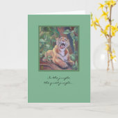 Yawning Tiger Blank Greeting Kaart (Gele Bloem)