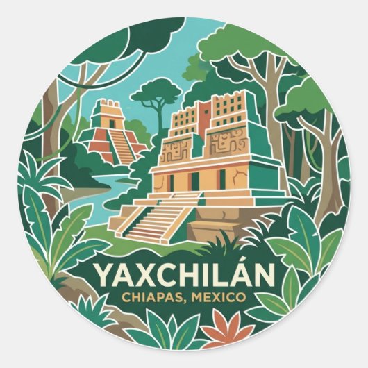 Yaxchilán Mexico Ronde Sticker (Voorkant)