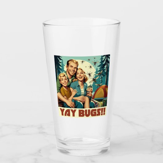 Yay Bugs Camping Grappig Glas (Voorkant)