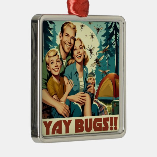 Yay Bugs Camping Grappig Metalen Ornament (Rechts)