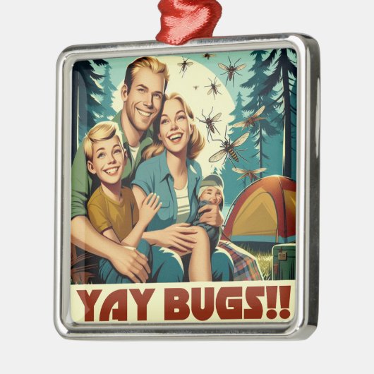 Yay Bugs Camping Grappig Metalen Ornament (Links)